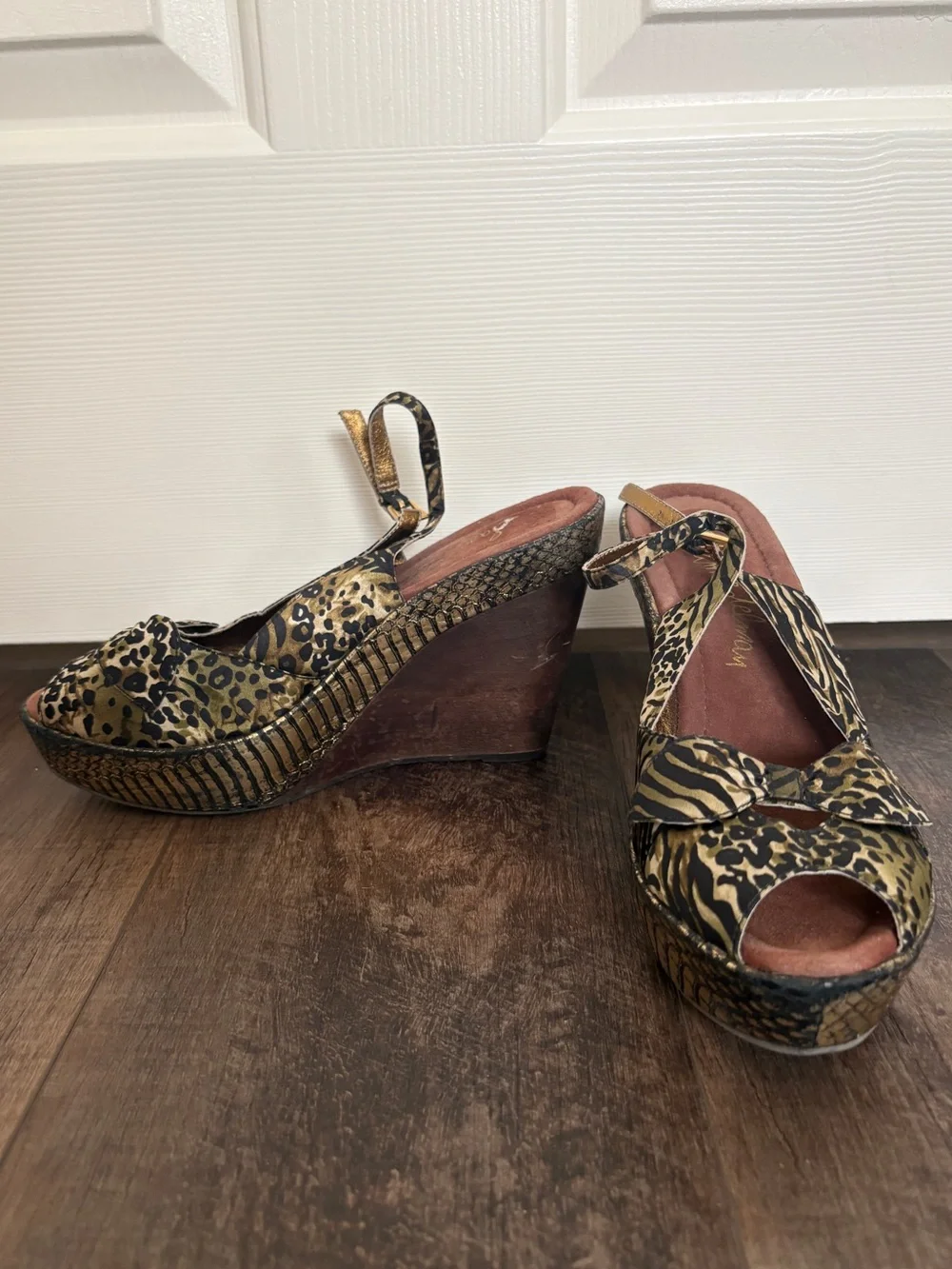 Sam Edelman Gold & Black Animal Print Wedges - Leopard, Zebra, Snake